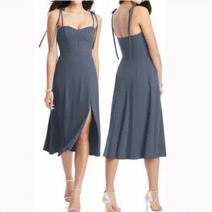 New Dessy Collection Bustier Midi Dress Strap Silverstone Blue 14 $250 NWOT